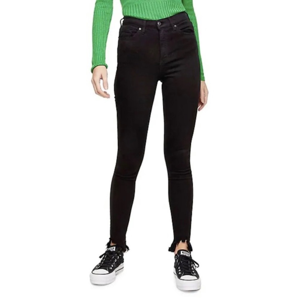 Topshop Black Jamie Jagged Hem Skinny Jeans